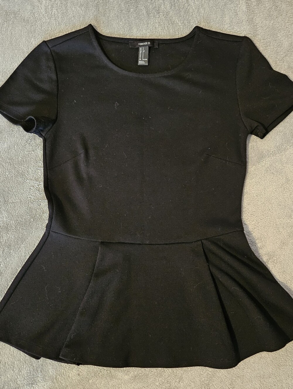 Black Peplum Short Sleeve Top